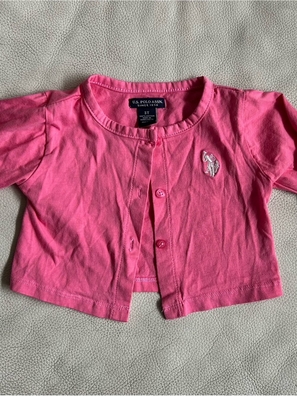 U.S. Polo Assn. Girls' Pink Button Cardigan Top, Size 3T